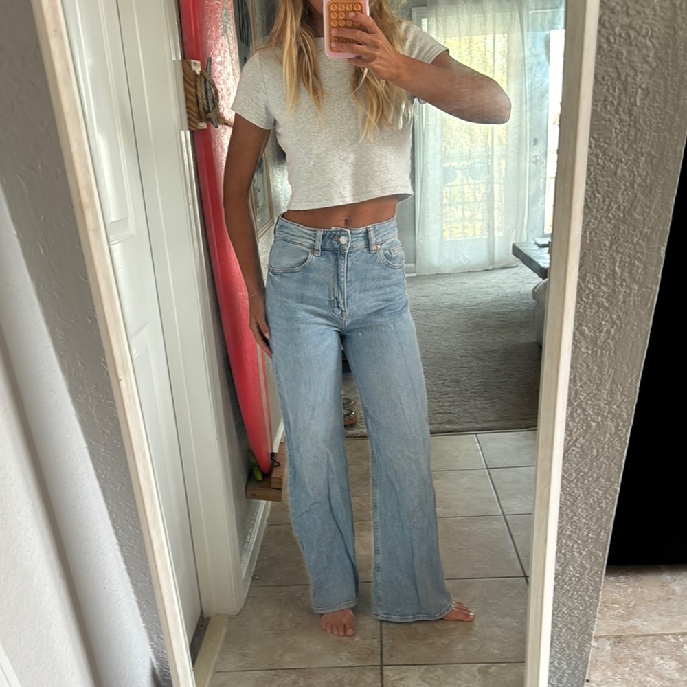 H&M Blue Flare Wide Leg Jeans